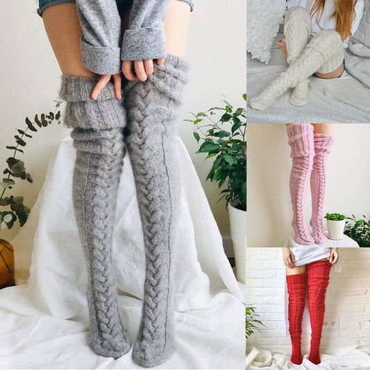 Long Tube Over The Knee Pile Socks Women&#039;s Long Tube Lengthened Knitted Woolen Socks For Women